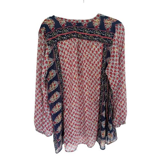 Lucky Brand Womens Sheer Blouse Plus Size 2X Americana Boho Chiffon Mixed Print - Picture 4 of 12